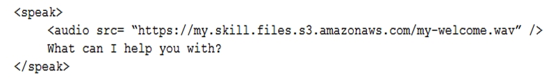 <strong>An Alexa Skill Builder wants to add a short audio clip to a skill with SSML. The Builder records a 6-second audio clip using a high-end microphone and recording application and exports the file with a bitrate of 48 kbps. The file is then uploaded to a public Amazon S3 bucket. The Builder then updates the SSML to return: When testing the skill, Amazon Alexa responds with There was a problem with the requested skill's response every time. How should the Builder resolve this error?</strong> A) Record a shorter audio clip. B) Re-export the audio file with a smaller bitrate. C) Re-export the audio file to .mp3 instead of .wav D) Update the interaction model to enable the AudioPlayer interface