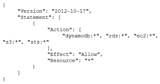<strong>A Security Engineer must enforce the use of only Amazon EC2, Amazon S3, Amazon RDS, Amazon DynamoDB, and AWS STS in specific accounts. What is a scalable and efficient approach to meet this requirement?</strong> A) Set up an AWS Organizations hierarchy, and replace the FullAWSAccess policy with the following Service Control Policy for the governed organization units: B) Create multiple IAM users for the regulated accounts, and attach the following policy statement to restrict services as required: C) Set up an Organizations hierarchy, replace the global FullAWSAccess with the following Service Control Policy at the top level: D) Set up all users in the Active Directory for federated access to all accounts in the company. Associate Active Directory groups with IAM groups, and attach the following policy statement to restrict services as required: