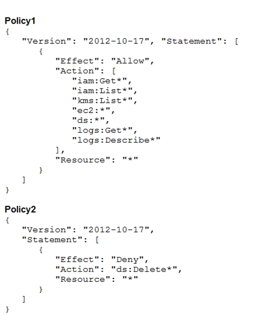 A solution architect has created two IAM policies: Policy1 and Policy2. Both policies are attached to an IAM group. A cloud engineer is added as an IAM user to the IAM group. Which action will the cloud engineer be able to perform?