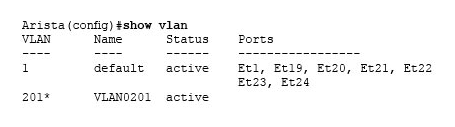 <strong>What does the asterisk in the following output signify?  </strong> A) The VLAN was created by VTP. B) The VLAN was created by default. C) The VLAN was created dynamically. D) The VLAN is scheduled for removal by VMTracer. <div style=padding-top: 35px> 
