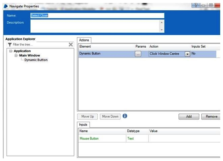 <strong>A screen contains four buttons, Find, Save, Close and New. When the buttons are spied, the attributes are identical except for the Window Text attribute. The values for the Windows Text attribute are 'Find' for the Find button, 'Save' for the Save button, 'Close' for the Close button and 'New' for the New Button. The Dynamic Button element has been spied and has the following attributes set: A navigate stage has been configured to press the Close button: What additional configuration is required to ensure the Close button is selected by the Navigate stage?</strong> A) Set the Mouse Button value to 'Close' B) The Params button must be selected and the parameter configured to override the Window Text attribute value to 'Close' C) It is not possible to select the Close button using the Dynamic Button element because the value is set to 'Find' in the Application Modeller D) A new element is required with the Window Text value set to 'Close' and the Match Type set to equal