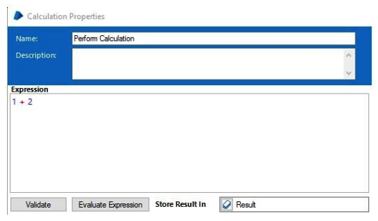<strong>A process contains only 4 stages. Study the following process flow: The data item 'Result' is a number data item with an initial value of 2. The calculation stage is configured as follows: Following the execution of the Perform Calculation stage, which of the following is true?</strong> A) The data item Result will contain 3 B) The data item Result will contain 5 C) The process will throw an exception D) None of these statements are correct