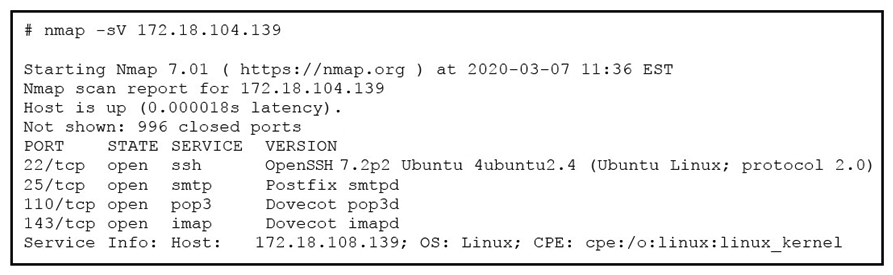 Refer to the exhibit. What does the output indicate about the server with the IP address 172.18.104.139?