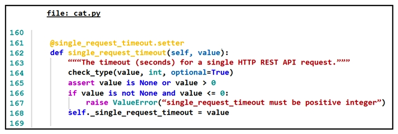 <strong>Refer to the exhibit. The output of a unified diff when comparing two versions of a Python script is shown. Which two single_request_timeout() functions are defined in fish.py and cat.py? (Choose two.)</strong> A) B) C) D) E)