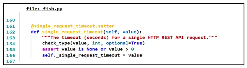 <strong>Refer to the exhibit. The output of a unified diff when comparing two versions of a Python script is shown. Which two single_request_timeout() functions are defined in fish.py and cat.py? (Choose two.)</strong> A) B) C) D) E)