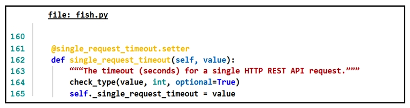 <strong>Refer to the exhibit. The output of a unified diff when comparing two versions of a Python script is shown. Which two single_request_timeout() functions are defined in fish.py and cat.py? (Choose two.)</strong> A) B) C) D) E)