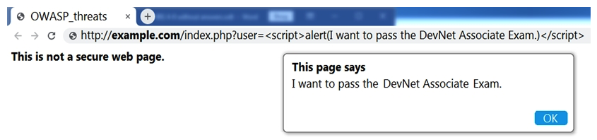 Refer to the exhibit.   Which OWASP threat does this example demonstrate?