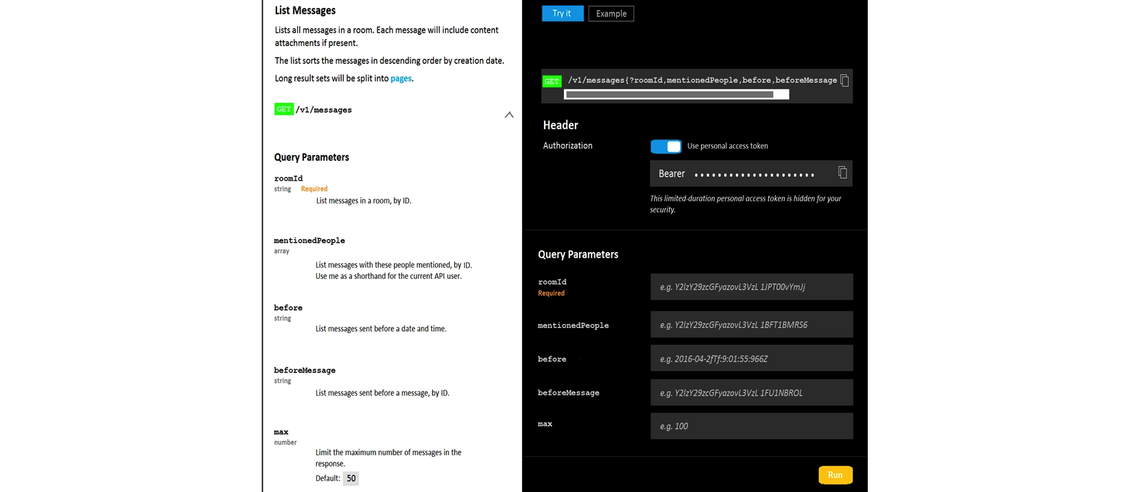 Refer to the exhibit.     A developer is troubleshooting an API with the given API documentation and cURL command. What is the cause of this problem?