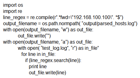 <strong>Which scripts will search a log file for the IP address of 192.168.100.100 and create an output file named parsed_host.log while printing results to the console?</strong> A) B) C) D)
