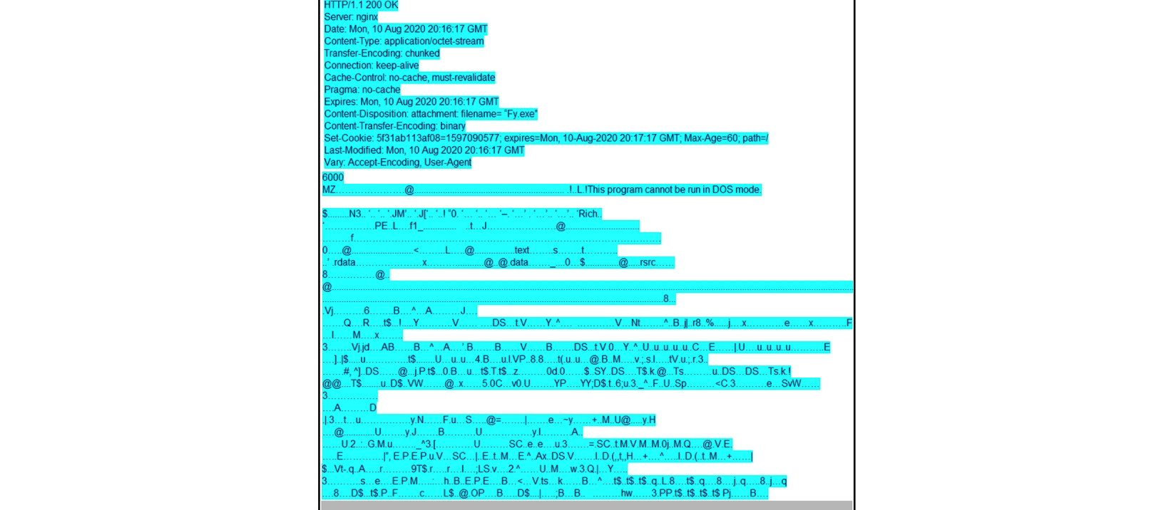 Refer to the exhibit. According to the Wireshark output, what are two indicators of compromise for detecting an Emotet malware download? (Choose two.)