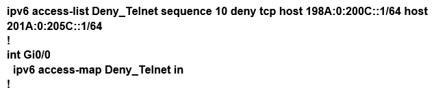 <strong>Refer to the exhibit. Which configuration denies Telnet traffic to router 2 from 198A:0:200C::1/64? </strong> A) B) C) D)