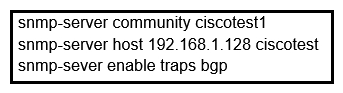<strong> Refer to the exhibit. Network operations cannot read or write any configuration on the device with this configuration from the operations subnet. Which two configurations fix the issue? (Choose two.)</strong> A) Configure SNMP rw permission in addition to community ciscotest. Configure SNMP rw permission in addition to community ciscotest. B) Modify access list 1 and allow operations subnet in the access list. C) Modify access list 1 and allow SNMP in the access list. D) Configure SNMP rw permission in addition to version 1. permission in addition to version 1. E) Configure SNMP rw permission in addition to community ciscotest 1. permission in addition to community ciscotest 1.