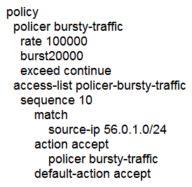 <strong> Refer to the exhibit. The ge0/0 interface connects to a 30-MB link. A network administrator wants to always have 10 MB available for high priority traffic. When lower-priority traffic bursts exceed 20 MB, traffic should be redirected to the second WAN interface ge0/1. Which set of configurations accomplishes this task?</strong> A) B) C) D)