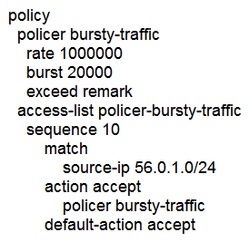<strong> Refer to the exhibit. The ge0/0 interface connects to a 30-MB link. A network administrator wants to always have 10 MB available for high priority traffic. When lower-priority traffic bursts exceed 20 MB, traffic should be redirected to the second WAN interface ge0/1. Which set of configurations accomplishes this task?</strong> A) B) C) D)