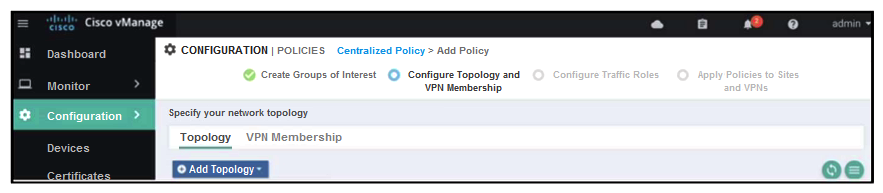 Refer to the exhibit. An administrator is configuring a policy in addition to an existing hub-and-spoke policy for two sites that should directly communicate with each other. How is this policy configured?