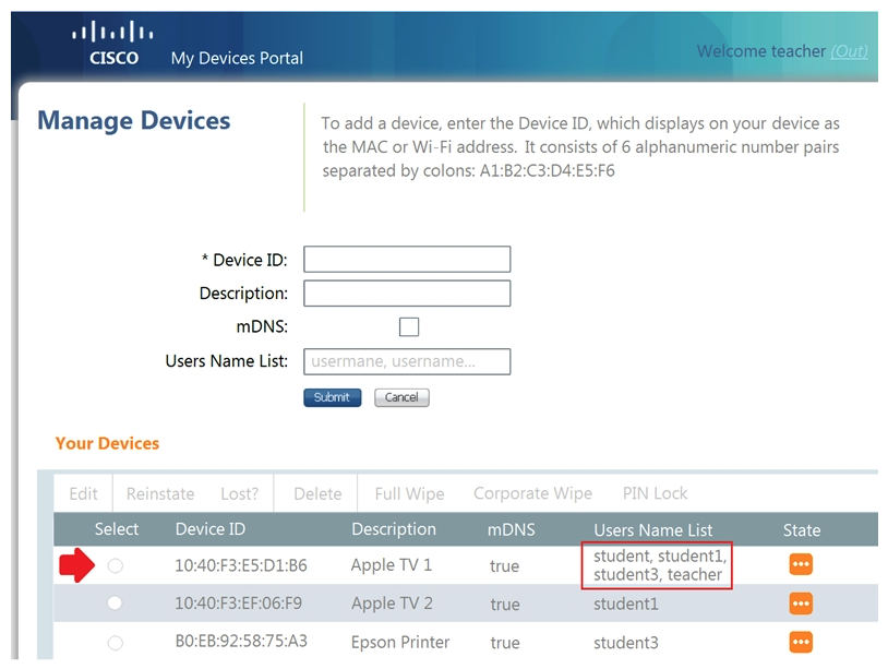Refer to the exhibit. You have a user who has a device that publishes its own service. What is the user doing from the My Devices Portal?