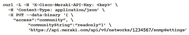 <strong>Which curl command is used to update the SNMP community of network ID 1234567 to read-only?</strong> A) B) C) D)