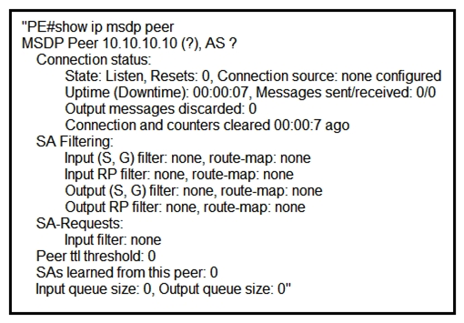 <strong> Refer to the exhibit. A service provider technician is working on a multicast issue for a customer. While checking the multicast table, the technician notices that no flags are present for the (1.1.1.1, 239.1.1.1) entry, yet flags are present for the (1.1.1.1, 232.1.1.1) entry. Which factor might explain this issue?</strong> A) Only the administratively scoped range is permitted B) Only ASM is permitted C) Only the default SSM range is permitted D) Only GLOP is permitted