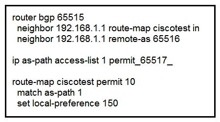Refer to the exhibit. After troubleshooting BGP traffic steering issue, which action did the network operator take to achieve the correct effect of this configuration?