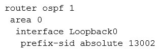 <strong> Refer to the exhibit. A network operator wants to expand the segment routing global block in upcoming maintenance. The operator must ensure that the changes to the segment routing global block have no adverse impacts on the prefix-sid associated with the loopback0 interface used within the OSPF domain. Which command can the operator use to enforce R2 to have a strict prefix-sid assignment to loopback0?</strong> A) B) C) D)