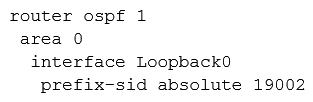 <strong> Refer to the exhibit. A network operator wants to expand the segment routing global block in upcoming maintenance. The operator must ensure that the changes to the segment routing global block have no adverse impacts on the prefix-sid associated with the loopback0 interface used within the OSPF domain. Which command can the operator use to enforce R2 to have a strict prefix-sid assignment to loopback0?</strong> A) B) C) D)
