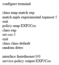 <strong>Which method maps MPLS EXP bit 5 to COS 5 on Cisco IOS XE?</strong> A) B) C) D) E)