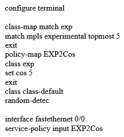 <strong>Which method maps MPLS EXP bit 5 to COS 5 on Cisco IOS XE?</strong> A) B) C) D) E)