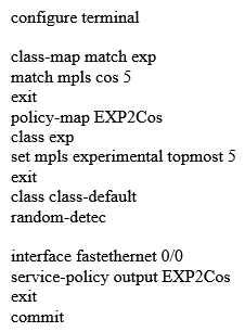 <strong>Which method maps MPLS EXP bit 5 to COS 5 on Cisco IOS XE?</strong> A) B) C) D) E)