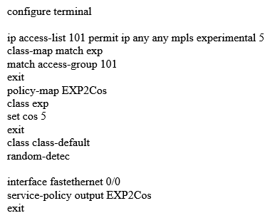 <strong>Which method maps MPLS EXP bit 5 to COS 5 on Cisco IOS XE?</strong> A) B) C) D) E)