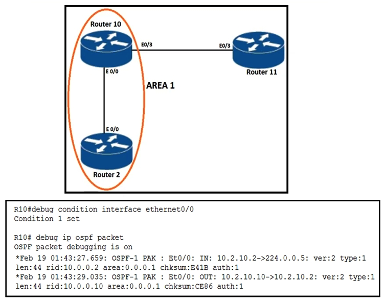 Refer to the exhibit. An engineer troubleshoots an OSPF neighborship problem between Router R2 and Router R10. Which action resolves the problem?