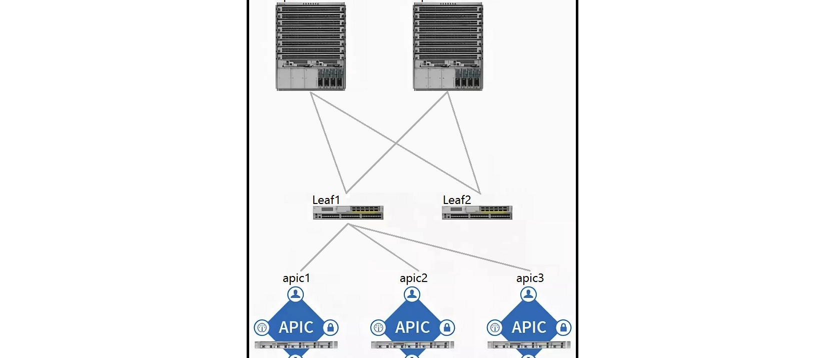 Refer to the exhibit. Which two components should be configured as route reflectors in the ACI fabric? (Choose two.)
