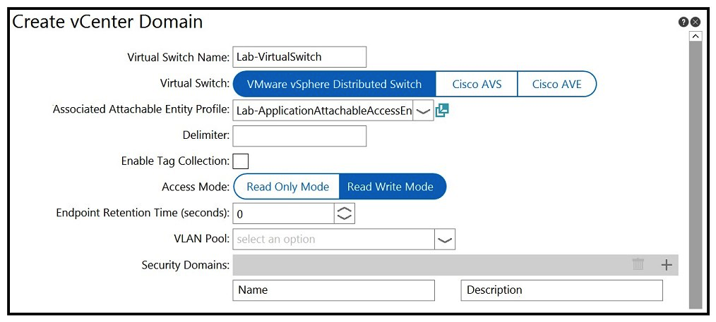 Refer to the exhibit. An engineer is integrating a VMware vCenter with Cisco ACI VMM domain configuration. ACI creates port-group names with the format of Tenant | Application | EPG. Which configuration option is used to generate port groups with names formatted as Tenant=Application=EPG?