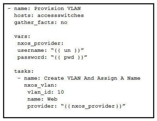 <strong>Which Ansible playbook creates a new VLAN 10 named Web?</strong> A) B) C) D)