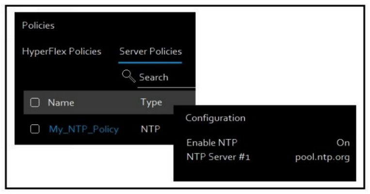 <strong>Refer to the exhibit. Cisco Intersight has an NTP server policy called My_NTP_Policy configured that contains a single NTP server pool entry pool.ntp.org. Which Cisco Intersight API call adds an additional NTP server (10.20.0.1) to the My_NTP_Policy server policy?</strong> A) B) C) D)