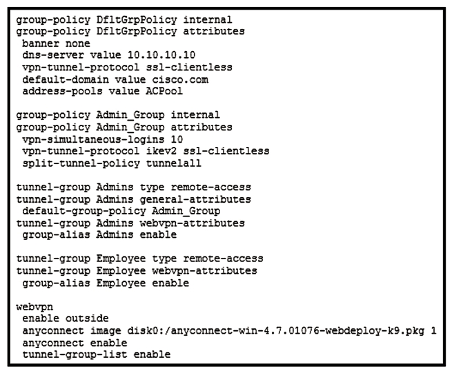Refer to the exhibit. Which VPN technology is allowed for users connecting to the Employee tunnel group?