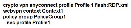 <strong> Refer to the exhibit. The customer must launch Cisco AnyConnect in the RDP machine. Which IOS configuration accomplishes this task?</strong> A) B) C) D)