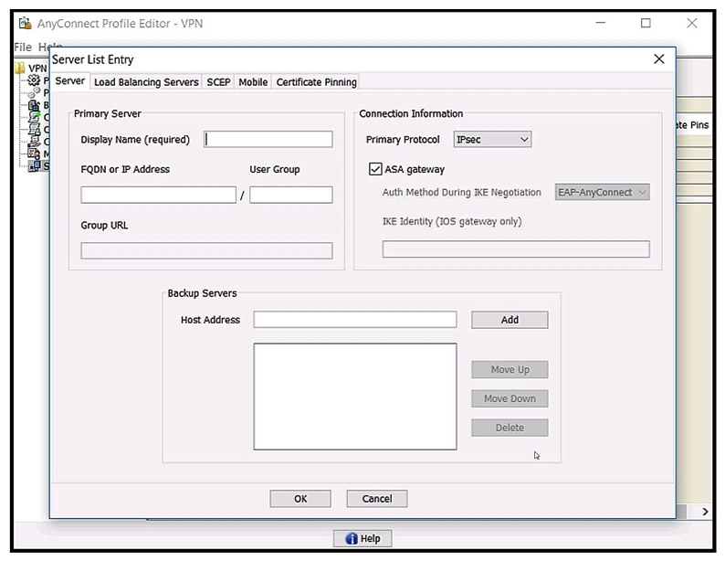 <strong> Refer to the exhibit. Which value must be configured in the User Group field when the Cisco AnyConnect Profile is created to connect to an ASA headend with IPsec as the primary protocol?</strong> A) address-pool B) group-alias C) group-policy D) tunnel-group