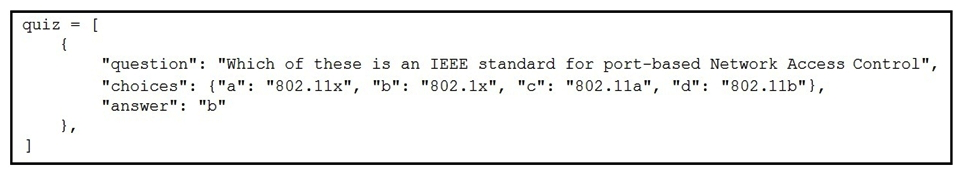 Refer to the exhibit. Which expression prints the text 802.1x?