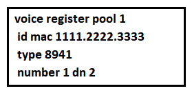 <strong>An IP Telephony administrator is deploying IP phones. The administrator has an existing Cisco UCME router with several SCCP & SIP phones registered. The administrator receives a request for a new SIP phone with MAC address 1111.2222.3333 and directory number 2050 to be added in the Cisco UCME. Which two configurations should be added in CME to support this request? (Choose two.)</strong> A) B) C) D) E)