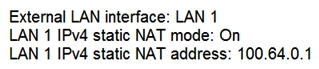 <strong> Refer to the exhibit. The firewall has been configured from NAT 192.168.108.2 to 100.64.0.1. Which configuration changes are needed for an Expressway-E with dual network interfaces?</strong> A) B) C) D)