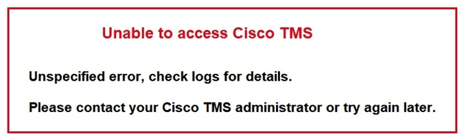 <strong> Refer to the exhibit. An administrator tries to access Cisco TMS GUI and sees this error message. Which step resolves this issue?</strong> A) Restart the Windows server that hosts Cisco TMS. B) Connect to the Windows server that hosts Cisco TMS and manually review the service logs. C) Navigate directly to the Cisco TMS server maintenance page and download diagnostic files. D) Restart World Wide Web Publishing Service on the Windows server that hosts Cisco TMS.