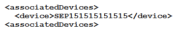 <strong> Refer to the exhibit. The exhibit shows the XML schema to associate a device for the AddUser operation in AXL. Which XML snippet is correct to associate a device with name SEP151515151515?</strong> A) B) C) D)