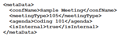 <strong> Refer to the exhibit. Based on this Webex Meetings XML API schema snippet, which XML object is a valid <metaData> element?</strong> A) B) C) D)