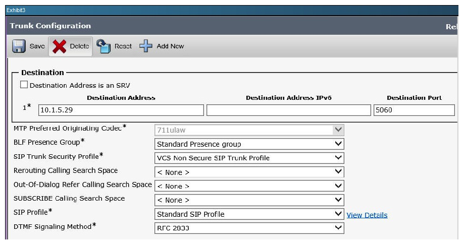 <strong>Refer to topology and Exhibits below: A call from a SX20 in the BackBone (not shown) with a URI extension is dialing a HQ Ph 1 that is registered to the HQ CUCM. Determine if the call fails and if so, what are the two causes? (Choose two).</strong> A) The call succeeds. B) The call fails. C) There are no issues, so the call succeeds. D) The SIP port is incorrect on the Cisco Unified Communications Manager CUCM SIP trunk. E) The Local Zone Match Rule state is disabled. F) Rule name UCM2 is set to stop on Match