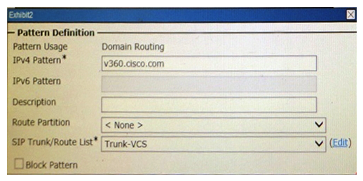 Instructions To access multiple-choice questions, click on the numbered boxes on the left of the top pannel There are two multiple-choice questions with this task. Be sure to answer all two questions before selecting the Next button Scenario Review the exhibits and answer the multiple choice questions A call from a SX20 in the BackBone (not shown) with a URI extension is dialing a HQ Ph 1 that is registered to the HQ CUCM. Determine if the call fails and if so, what are the two causes? (Choose two.)