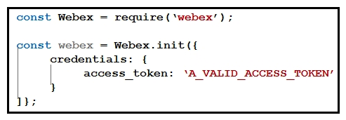 Refer to the exhibit. When using the Webex Browser SDK to create calls and share screens, which two statements are valid given a 'webex' object such as displayed in the exhibit? (Choose two.)