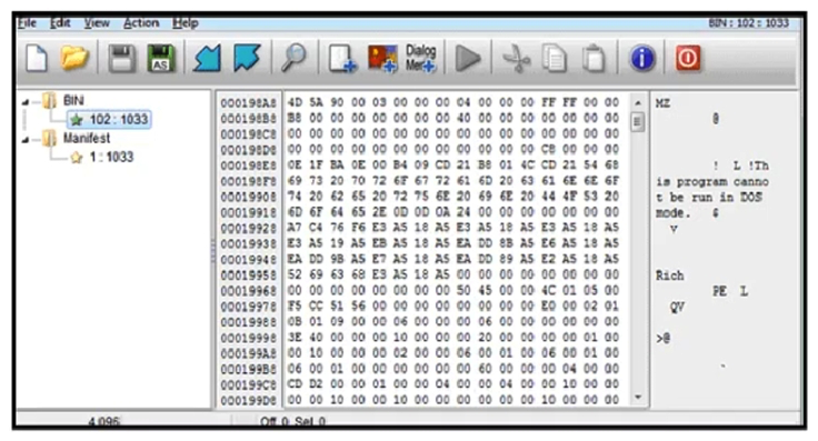 <strong> Refer to the exhibit. An engineer is reverse engineering a suspicious file by examining its resources. What does this file indicate?</strong> A) a DOS MZ executable format B) a MS-DOS executable archive C) an archived malware D) a Windows executable file