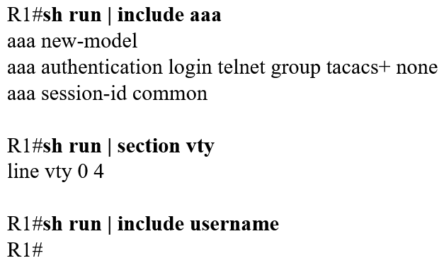 <strong>The login method is configured on the VTY lines of a router with these parameters: • The first method for authentication is TACACS • If TACACS is unavailable, login is allowed without any provided credentials Which configuration accomplishes this task?</strong> A) B) C) D)