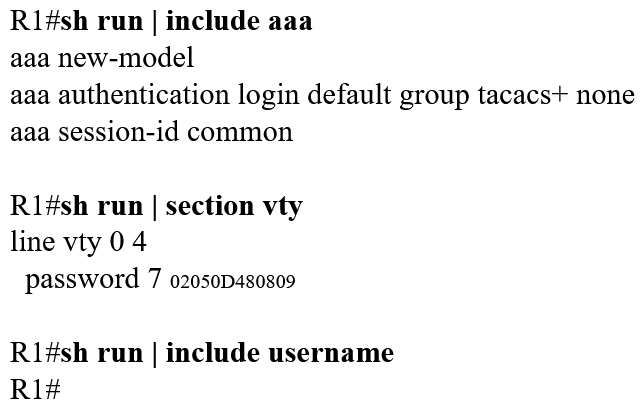 <strong>The login method is configured on the VTY lines of a router with these parameters: • The first method for authentication is TACACS • If TACACS is unavailable, login is allowed without any provided credentials Which configuration accomplishes this task?</strong> A) B) C) D)