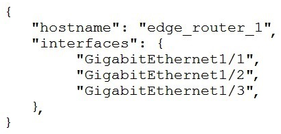<strong>Which exhibit displays a valid JSON file?</strong> A) B) C) D)